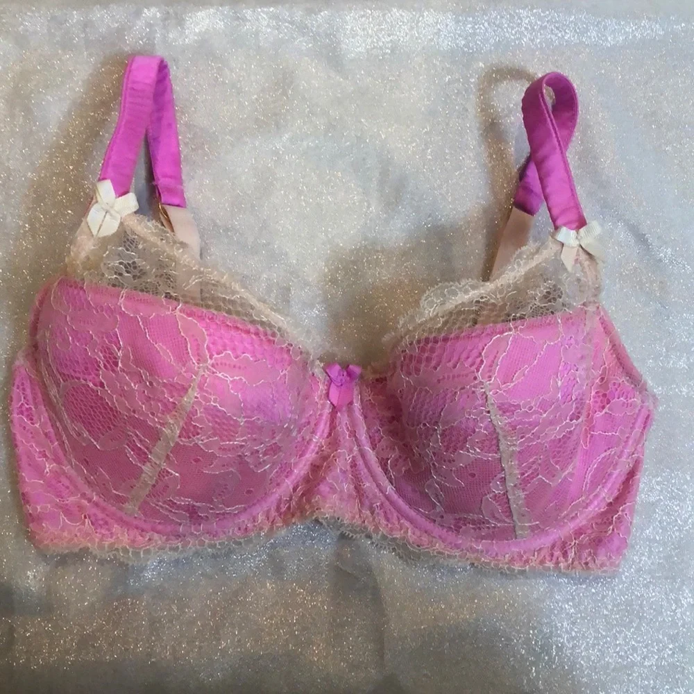 Victoria secret lace bra pink bows satin angel - Picture 6 of 10